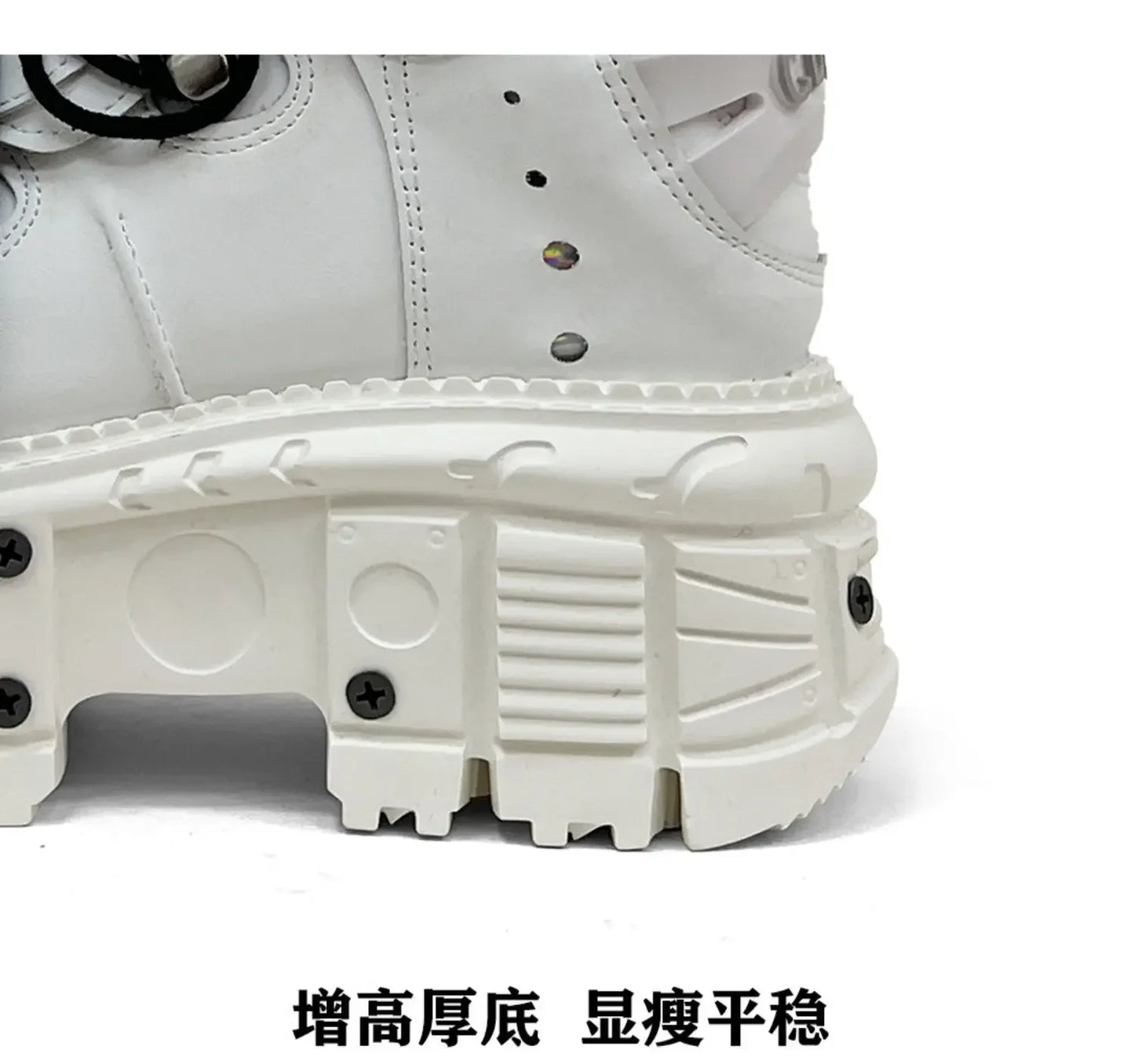 2025 Cyberpunk Heavy Metal Women's Small Height Increasing Lace-up Men Tabby Dark Goth Rock Platform Shoes 8cm