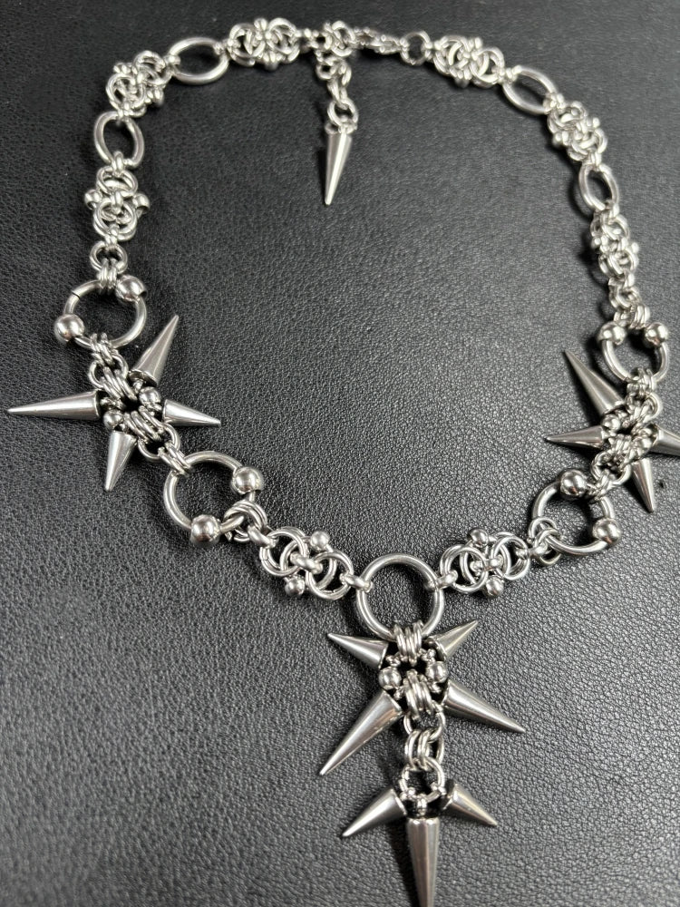 Punk Grunge Rock Rivet Pendant Chain Cool Fashion Handmade Geometric Necklace Goth Charm Jewelry Hip Hop Accessories