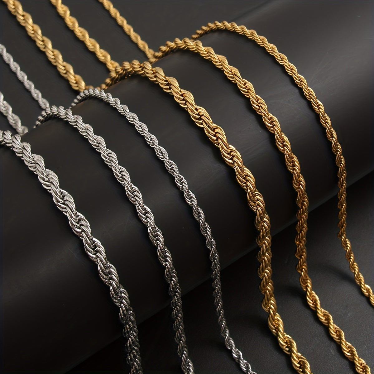 1pc Stainless Steel Twisted Chain Hip Hop Pendant Necklace for Men and Women