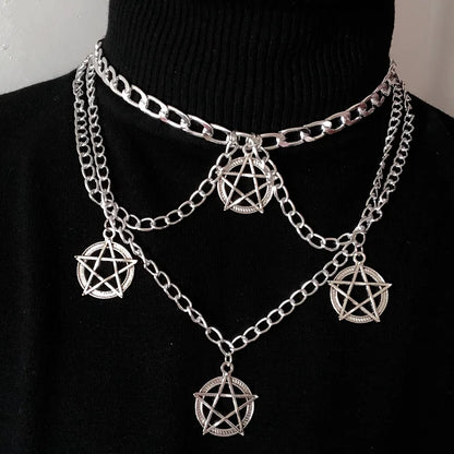 Goth Streetwear Necklaces Grunge Cross Pendants Women Men Neck Chain Indie Jewelry On The Neck 2021 E Girl Choker Aesthetic Kpop