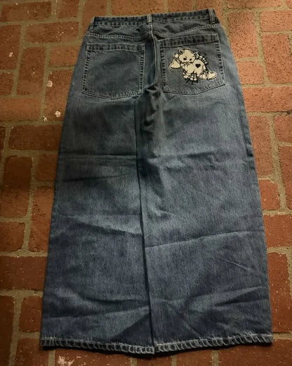 Gothic Harajuku Retro Streetwear Trousers Vintage High Street Baggy Y2K Jeans Women Hip-hop Punk High Waist Wide-leg Pants Men