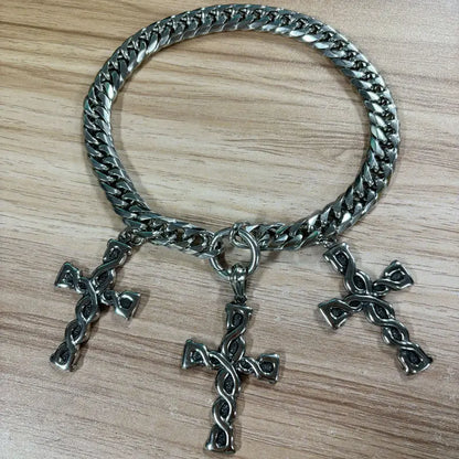 KALEN Personalized Cross Pendant Necklace Men's Women's Choker 13mm Chunky Shiny Stainless Steel Jewelry Street Accessories