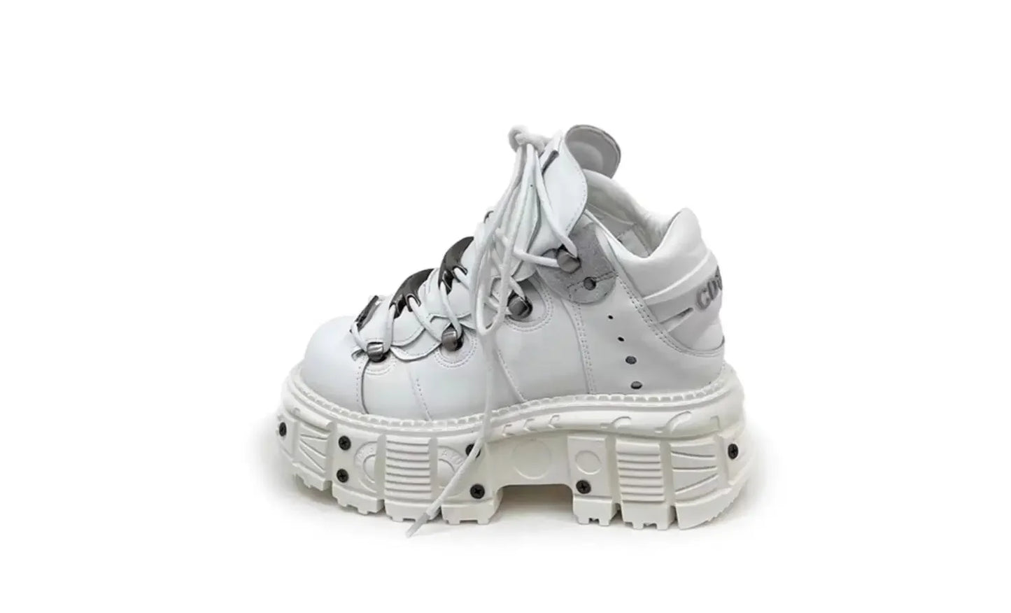 2025 Cyberpunk Heavy Metal Women's Small Height Increasing Lace-up Men Tabby Dark Goth Rock Platform Shoes 8cm