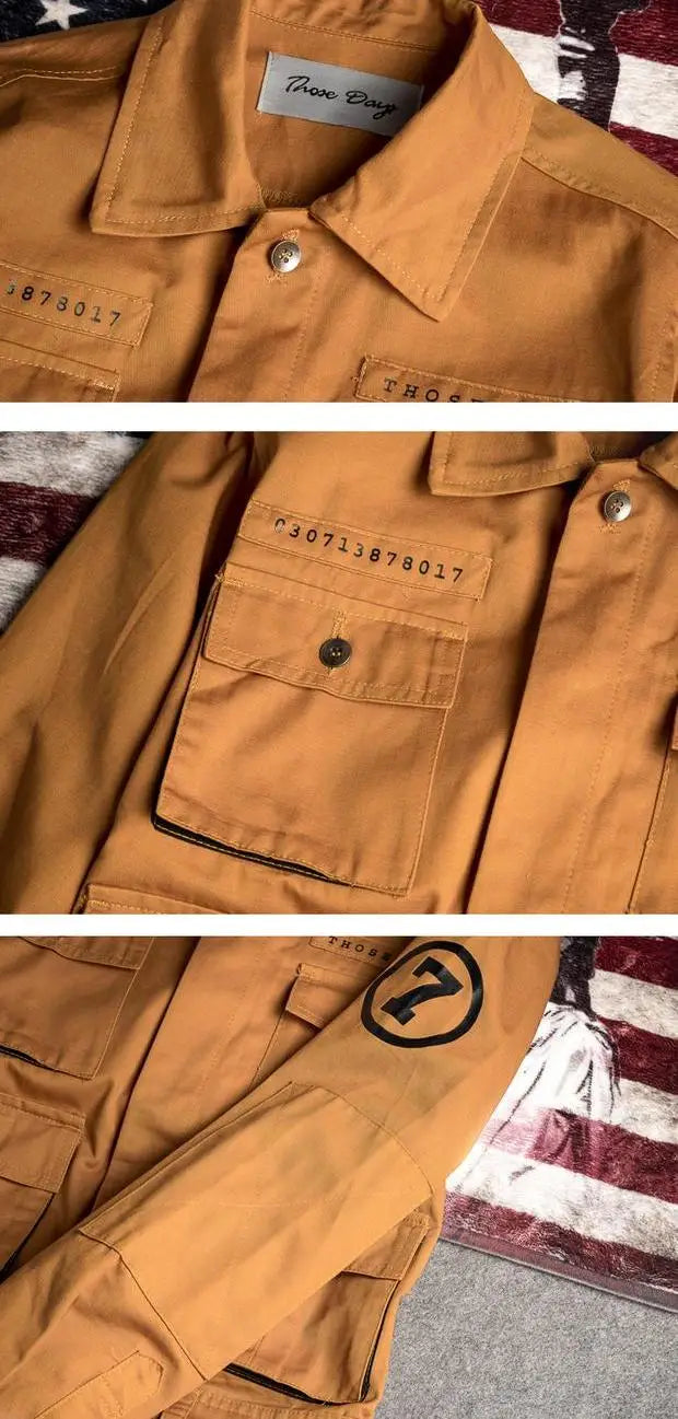 Hip Hop Workwear Pants Jumpsuit Retro Japanese Sle Men's Cuffed Long Pants Personalized Trendy Youth Loose Fit Printed