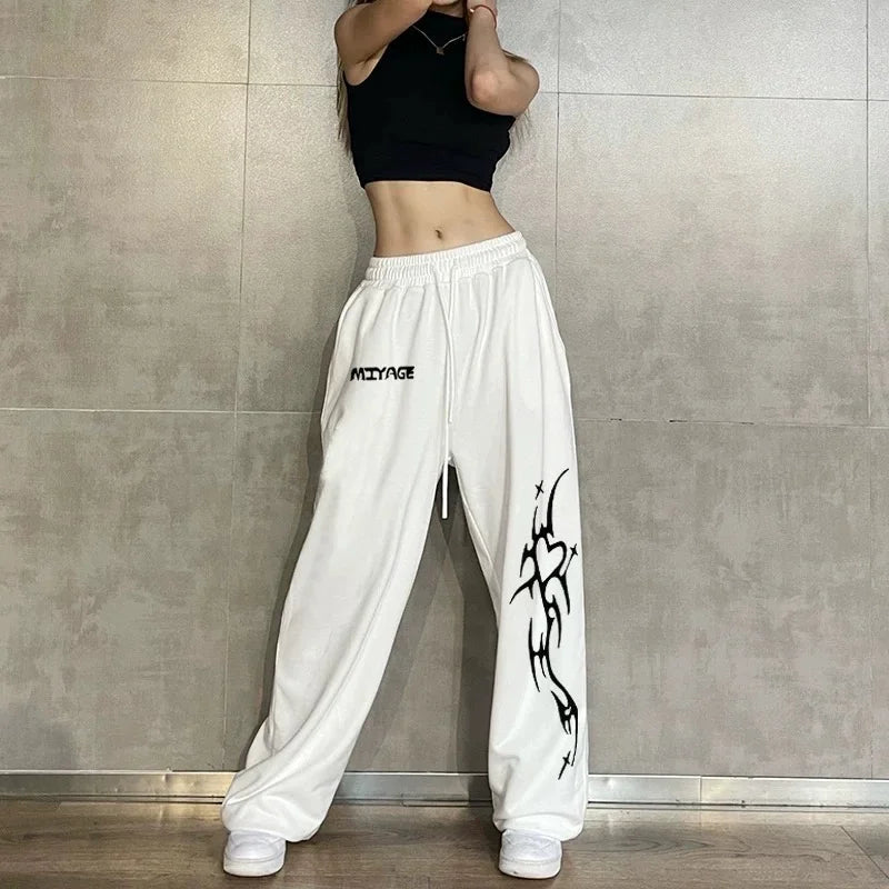 Hip Hop Women Casual Dance Sweatpants Spring Autumn Streetwear Fashion Elastic High Waist Loose Cotton Jogging Sports Trousers