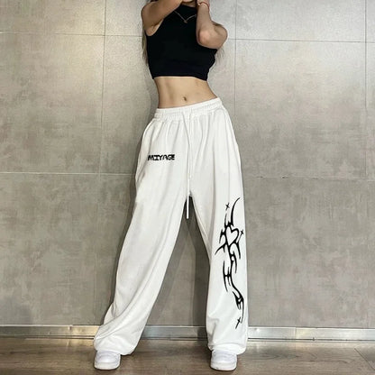 Hip Hop Women Casual Dance Sweatpants Spring Autumn Streetwear Fashion Elastic High Waist Loose Cotton Jogging Sports Trousers