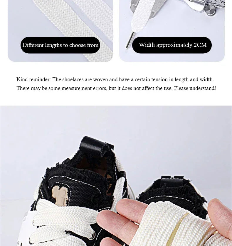 2CM Width Classic Shoelace Casual Teenis Shoe Laces Flat Shoelaces for Sneakers Length 130CM PVC/Metal Head Shoes Accessories