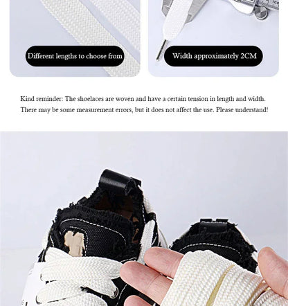 2CM Width Classic Shoelace Casual Teenis Shoe Laces Flat Shoelaces for Sneakers Length 130CM PVC/Metal Head Shoes Accessories