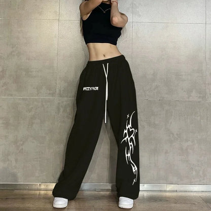 Hip Hop Women Casual Dance Sweatpants Spring Autumn Streetwear Fashion Elastic High Waist Loose Cotton Jogging Sports Trousers