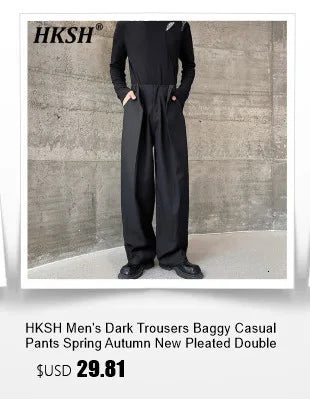 HKSH Spring Autumn Men Punk Waste Land Pleated Asymmetric Loop Vintage Washed Cotton Jacket Techwear Dark Motorcycle Coat HK4372