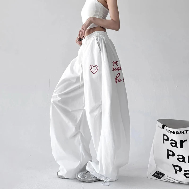 Jazz Dance Black Pants Women High Waisted Harajuku Y2K American Trousers Street Embroidered Vintage Solid Lazy Hiphop Pants