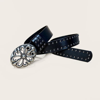 Unisex Jeans Belt Female Punk 3.8cm Wide Belts For Women Plus Size Luxury Designer Cross Men's belt Gothic Rivet Waistband Male