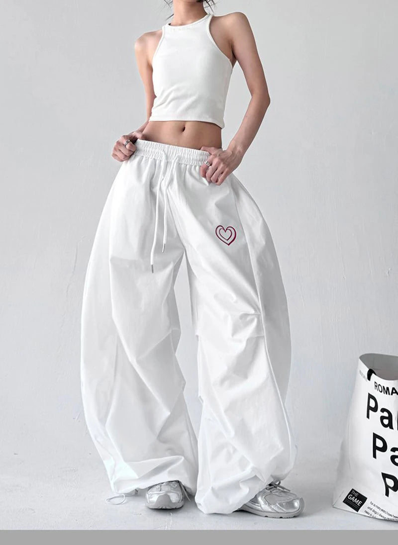 Jazz Dance Black Pants Women High Waisted Harajuku Y2K American Trousers Street Embroidered Vintage Solid Lazy Hiphop Pants