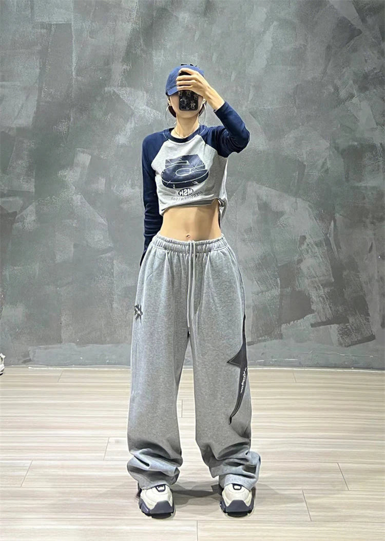 Women's Pants Fashion High Waist Hip Hop Trousers Woman Loose Jogging Sweatpants Casual Pant Wide Leg Trousers Streetwears New