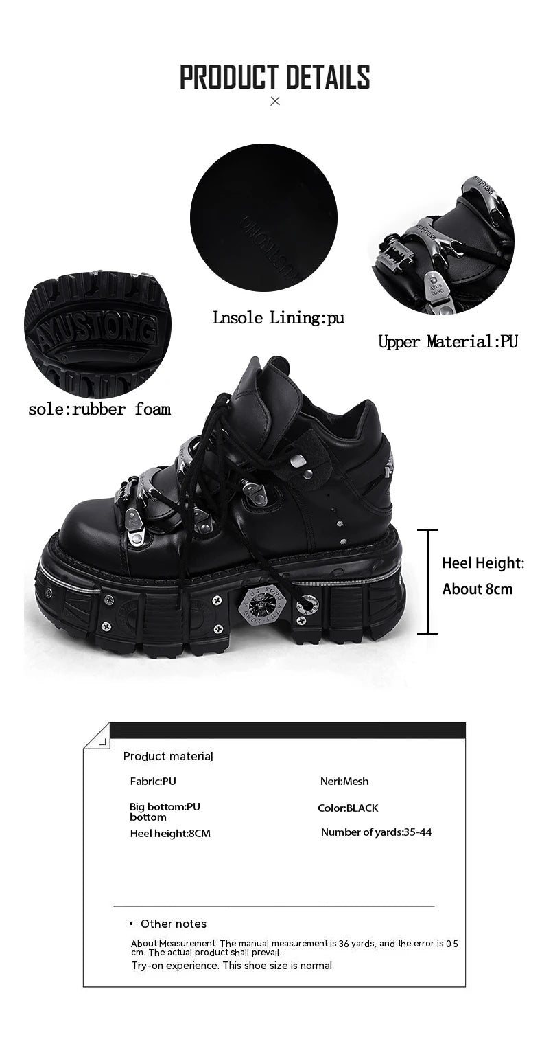 2025 New WoMen's Platform Russian Heavy Metal Punk Increase Height Daddy Shoes Men