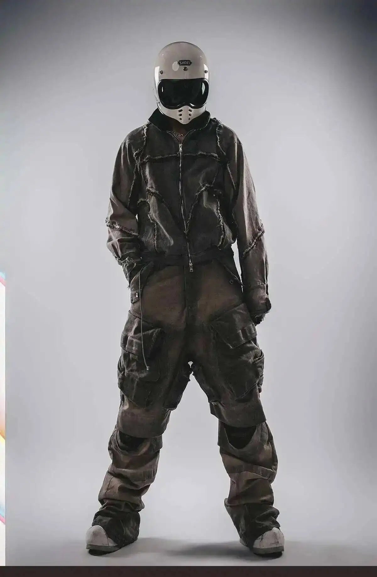 HKSH Spring Autumn New Men's Tide Punk Splice Jackets Split Burr Washed Retro Waste Land Chic Coat Dark Cotton Streetwear HK2418