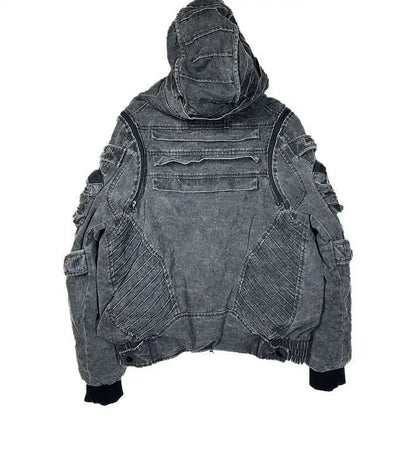 HKSH Autumn Winter Men's Tide Punk Dark Deconstruction Vintage 3D Pockets Techwear High Sense Hooded Cotton Padded Jacket HK3329
