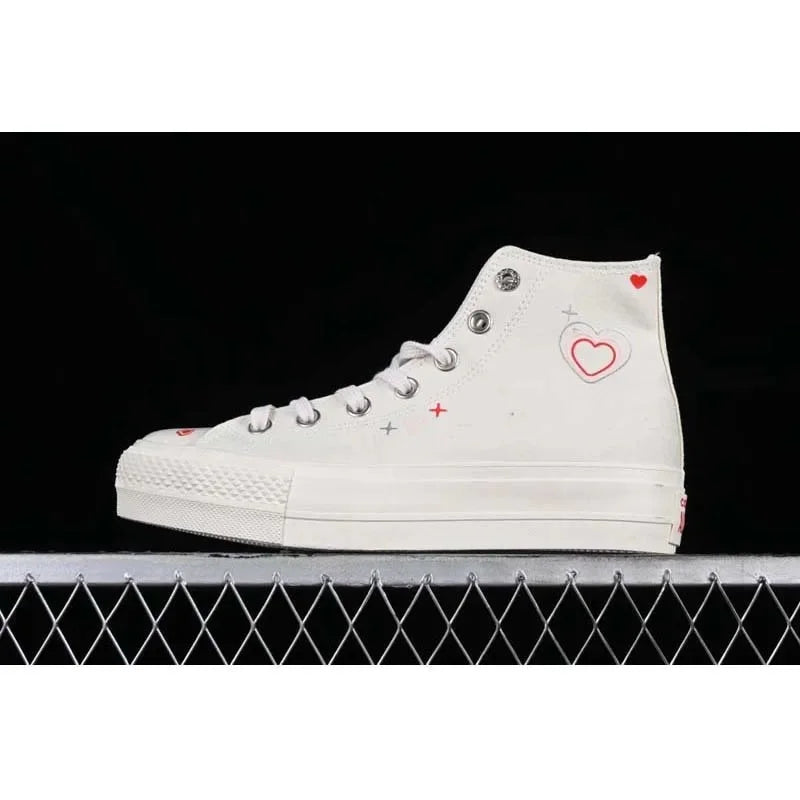 2025 New Thick Bottom High Top Couple Shoes Yellow And Red Men's And Women's Canvas Shoes Rubber Sole Spring Autumn Season