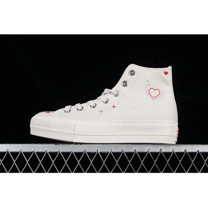 2025 New Thick Bottom High Top Couple Shoes Yellow And Red Men's And Women's Canvas Shoes Rubber Sole Spring Autumn Season