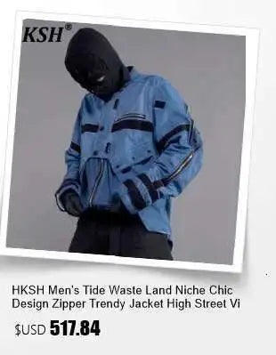 HKSH Autumn Winter Men's Tide Punk Dark Deconstruction Vintage 3D Pockets Techwear High Sense Hooded Cotton Padded Jacket HK3329
