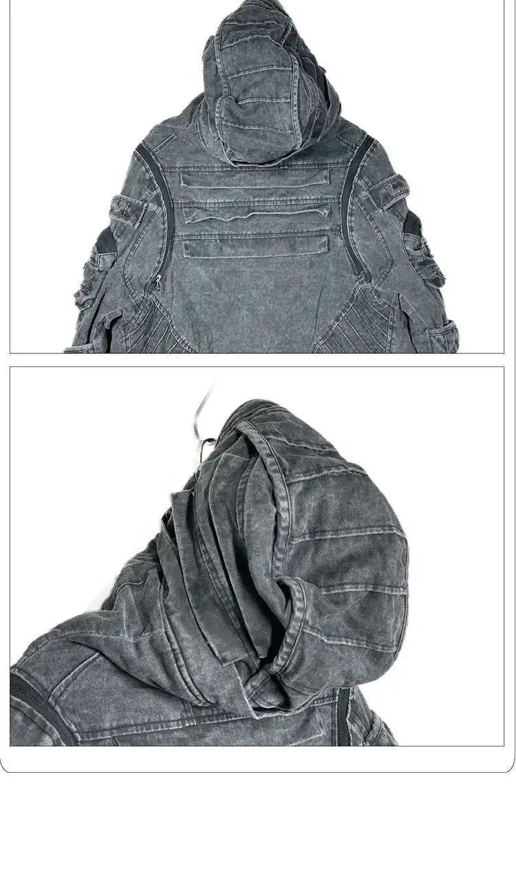 HKSH Autumn Winter Men's Tide Punk Dark Deconstruction Vintage 3D Pockets Techwear High Sense Hooded Cotton Padded Jacket HK3329