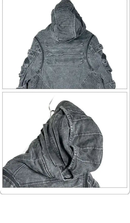 HKSH Autumn Winter Men's Tide Punk Dark Deconstruction Vintage 3D Pockets Techwear High Sense Hooded Cotton Padded Jacket HK3329