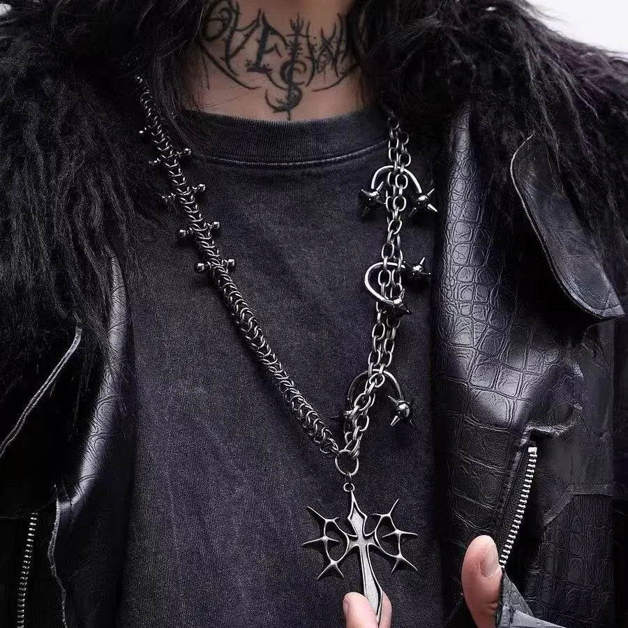 Original punk gothic subculture retro cross heavy industry necklace and neck decoration