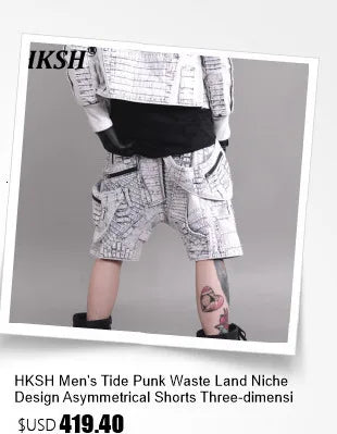 HKSH Autumn Winter Men's Tide Punk Dark Deconstruction Vintage 3D Pockets Techwear High Sense Hooded Cotton Padded Jacket HK3329