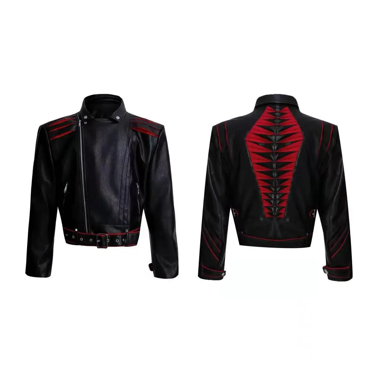 Niche Deconstruction Design Short PU Leather Clothing Heavy Industry Stitching Advanced Motorcycle Jacket