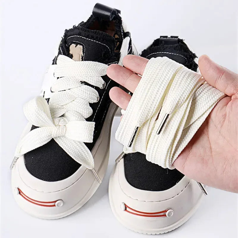 2CM Width Classic Shoelace Casual Teenis Shoe Laces Flat Shoelaces for Sneakers Length 130CM PVC/Metal Head Shoes Accessories