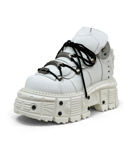 2025 Cyberpunk Heavy Metal Women's Small Height Increasing Lace-up Men Tabby Dark Goth Rock Platform Shoes 8cm