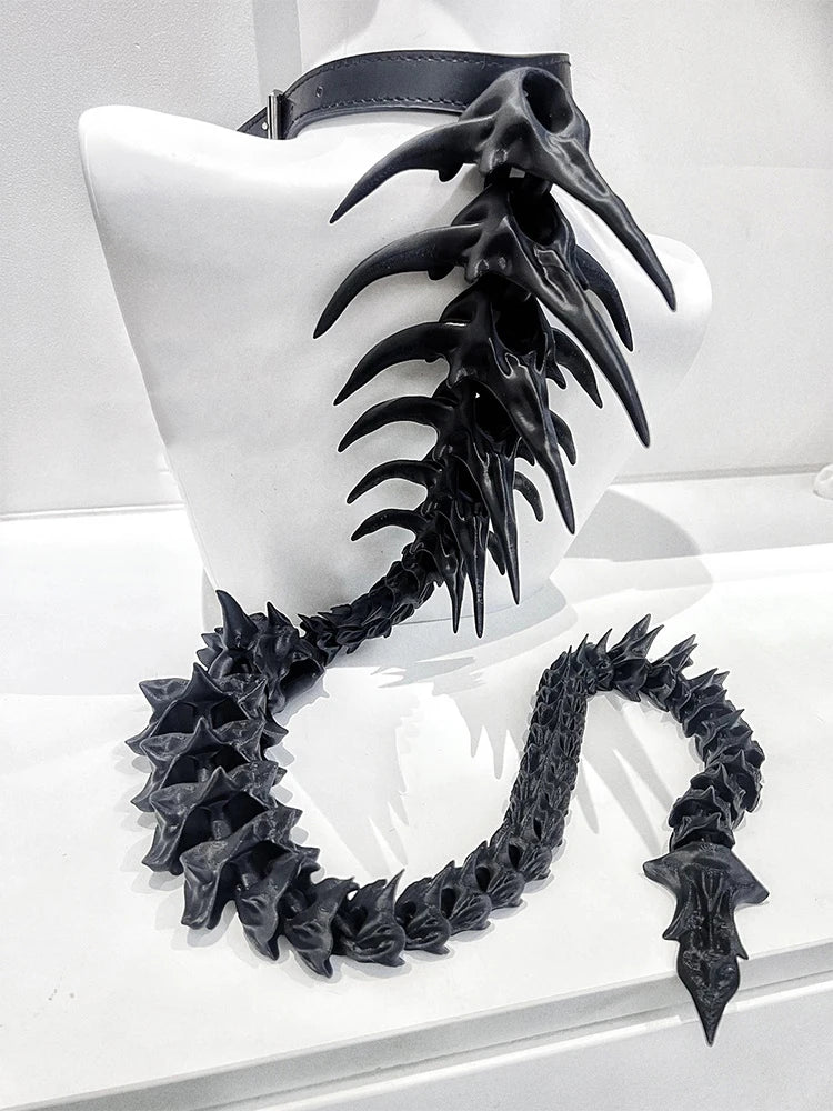 ZHUHE A Silver Blood Drop Necklace With A Spine On The Back, A Subculture Choker, Dark And Niche Gothic Cosplay