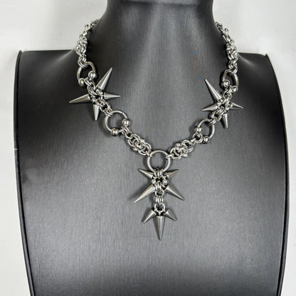 Punk Grunge Rock Rivet Pendant Chain Cool Fashion Handmade Geometric Necklace Goth Charm Jewelry Hip Hop Accessories