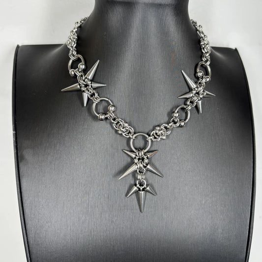 Punk Grunge Rock Rivet Pendant Chain Cool Fashion Handmade Geometric Necklace Goth Charm Jewelry Hip Hop Accessories