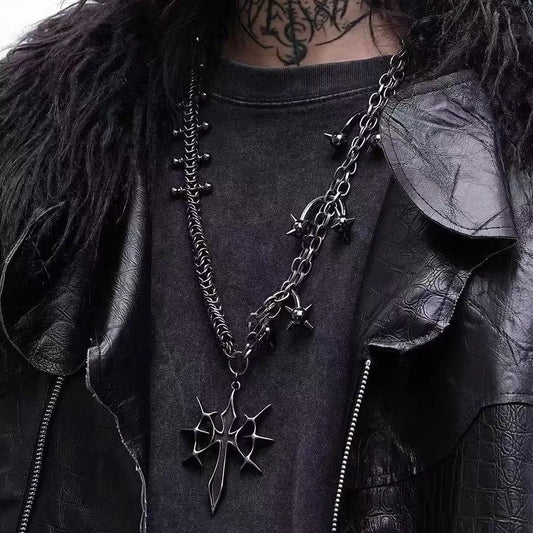 Original punk gothic subculture retro cross heavy industry necklace and neck decoration