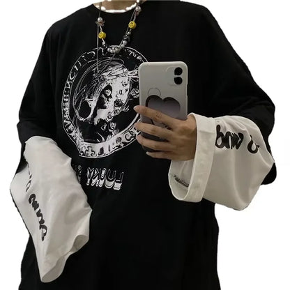 Men T Shirts autumn men Clothes anime casual Long Sleeved Oversized Y2K T-Shirt Harajuku Streetwear Academia Hip Hop tee tops