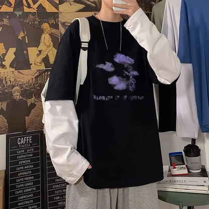 Men T Shirts autumn men Clothes anime casual Long Sleeved Oversized Y2K T-Shirt Harajuku Streetwear Academia Hip Hop tee tops