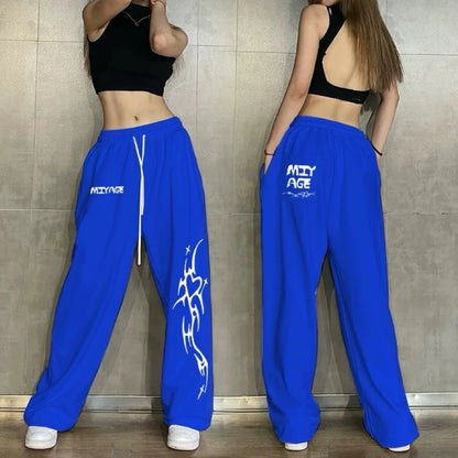 Hip Hop Women Casual Dance Sweatpants Spring Autumn Streetwear Fashion Elastic High Waist Loose Cotton Jogging Sports Trousers
