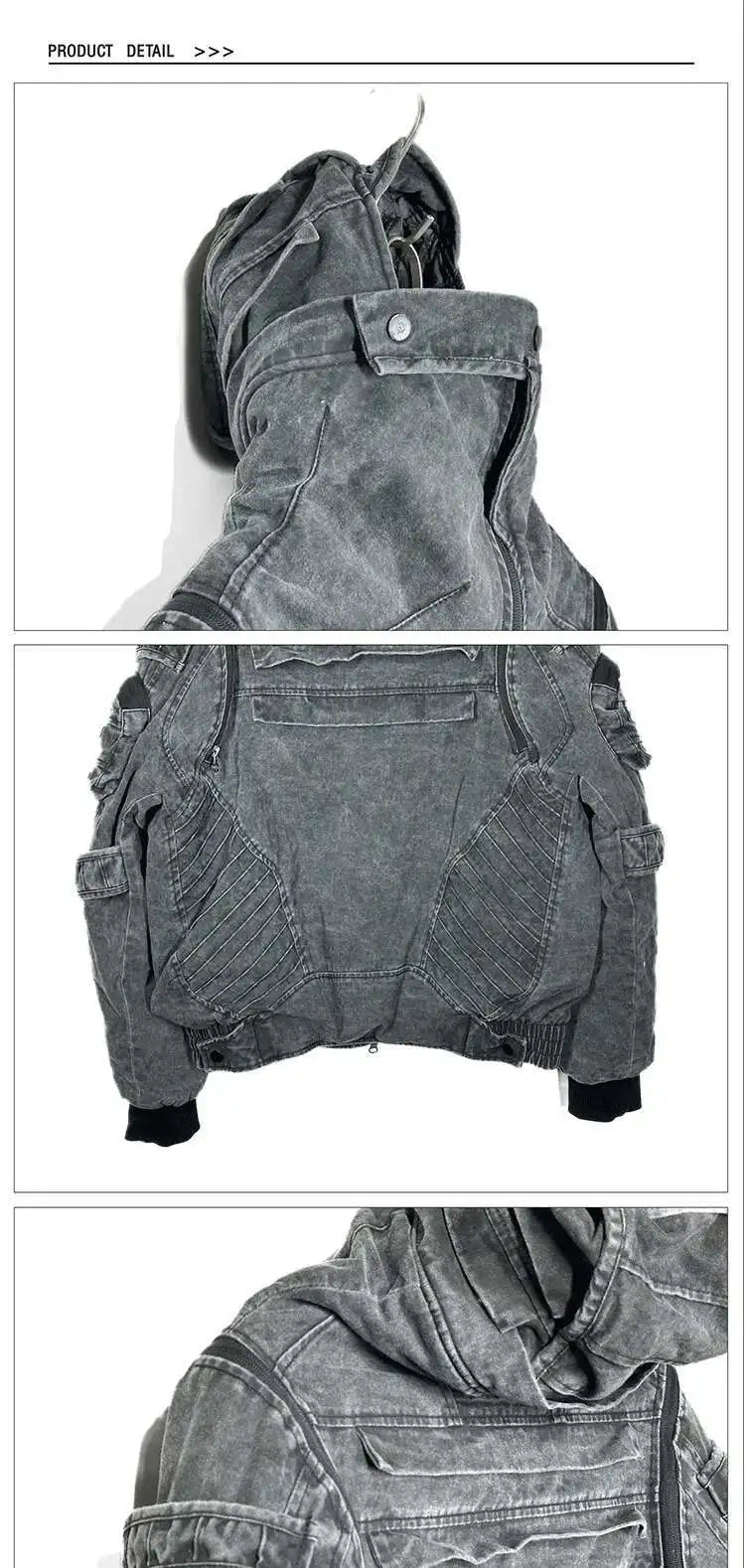 HKSH Autumn Winter Men's Tide Punk Dark Deconstruction Vintage 3D Pockets Techwear High Sense Hooded Cotton Padded Jacket HK3329