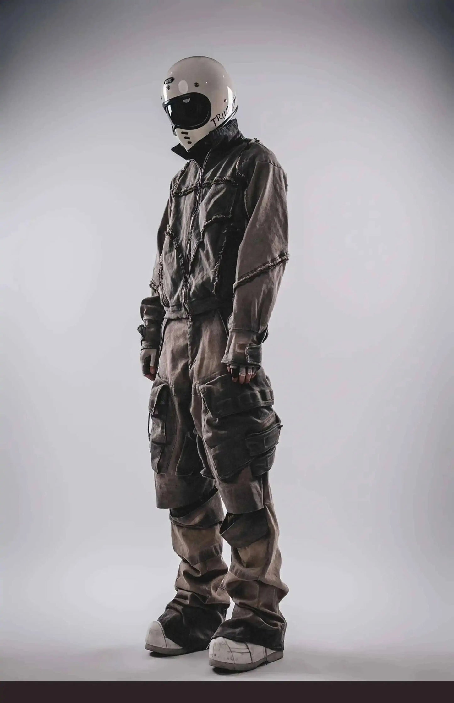 HKSH Spring Autumn New Men's Tide Punk Splice Jackets Split Burr Washed Retro Waste Land Chic Coat Dark Cotton Streetwear HK2418