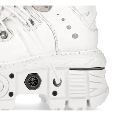 Fashion Women Motorcycle Boots Punk Thick Heel Height 8CM Flat Platform Goth Ankle Rock Boots Metal Decor Casual Sneakers