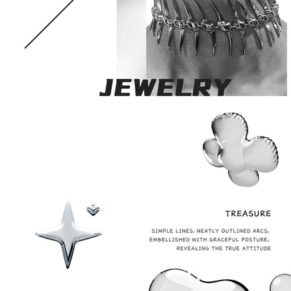 The Fishbone Shackle Necklace In A Punk And Cold Style, Made Of Copper Alloy, Is A Neutral Carnival Jewelry Accessory