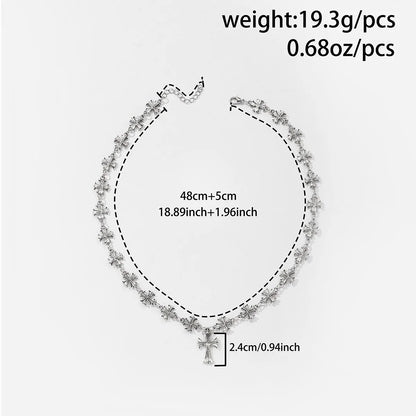Punk Vintage Silver Cross Patchwork Necklace Ladies Gothic Design Charm Clavicle Chain Y2k Holiday Party Accessorie Jewelry Gift