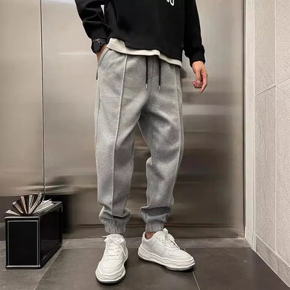 Men's Hip Hop Loose Fit Jogger Pants 2025 Thick Warm Fleece Sweatpants with Drawstring Elastic Cuffs for Casual Streetwear
