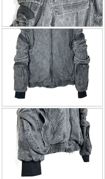 HKSH Autumn Winter Men's Tide Punk Dark Deconstruction Vintage 3D Pockets Techwear High Sense Hooded Cotton Padded Jacket HK3329