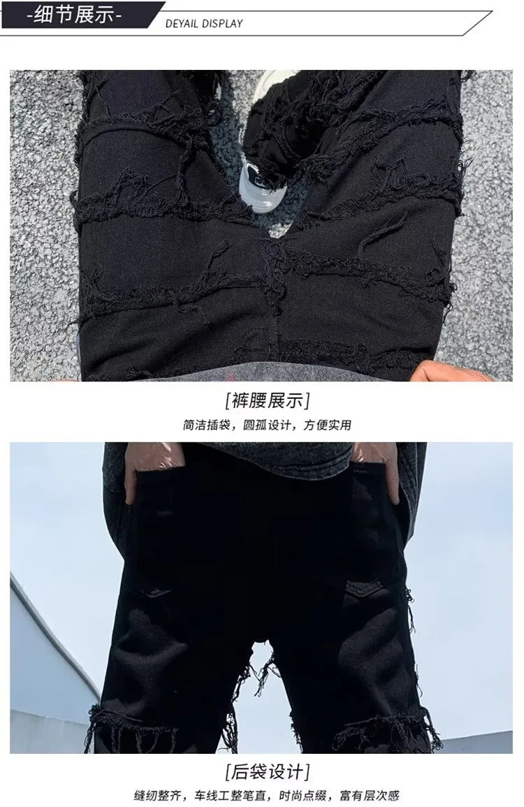 2023 men jeans Pants Hole Ripped Hip Hop Straight Vintage Denim Trousers hip-hop Retro Washed Straight Men pants y2k jeans