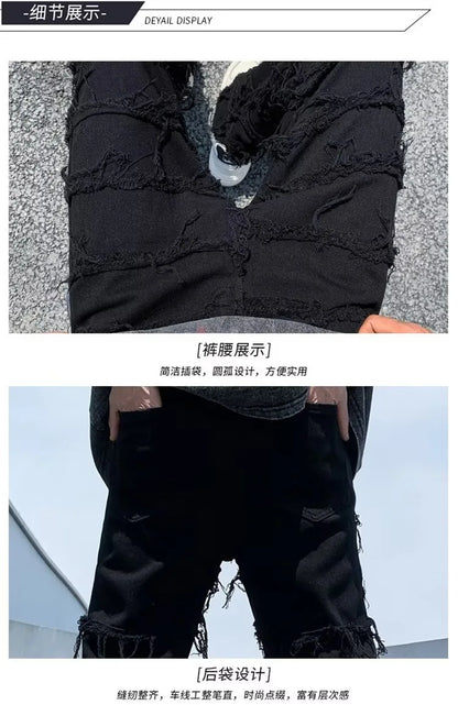 2023 men jeans Pants Hole Ripped Hip Hop Straight Vintage Denim Trousers hip-hop Retro Washed Straight Men pants y2k jeans