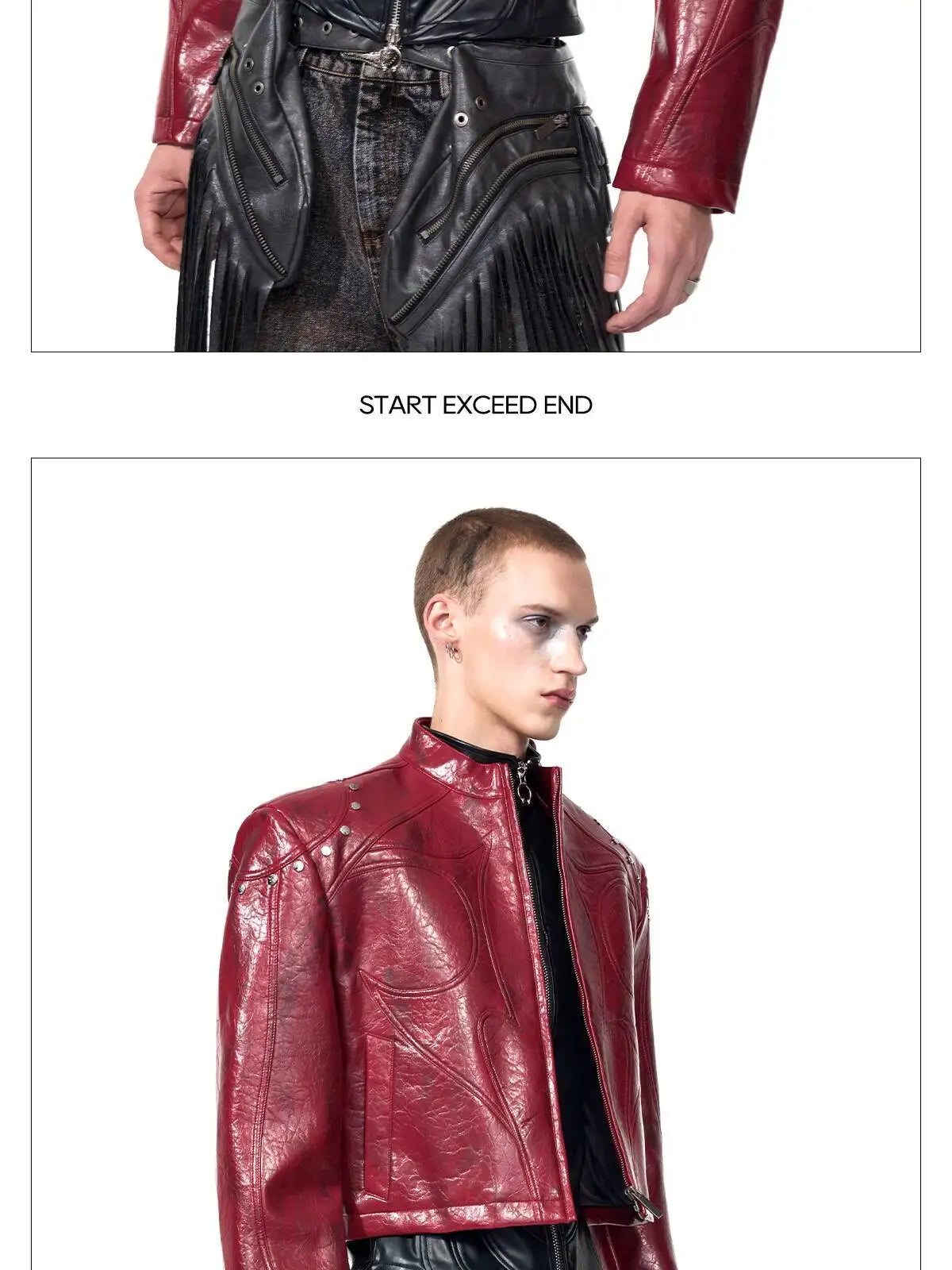 FEWQ High Street Men's PU Leather Jackets Stand Collar Shoulder Pads Dirty-dying Contrast Color Loose Male Short Coats 24K5621