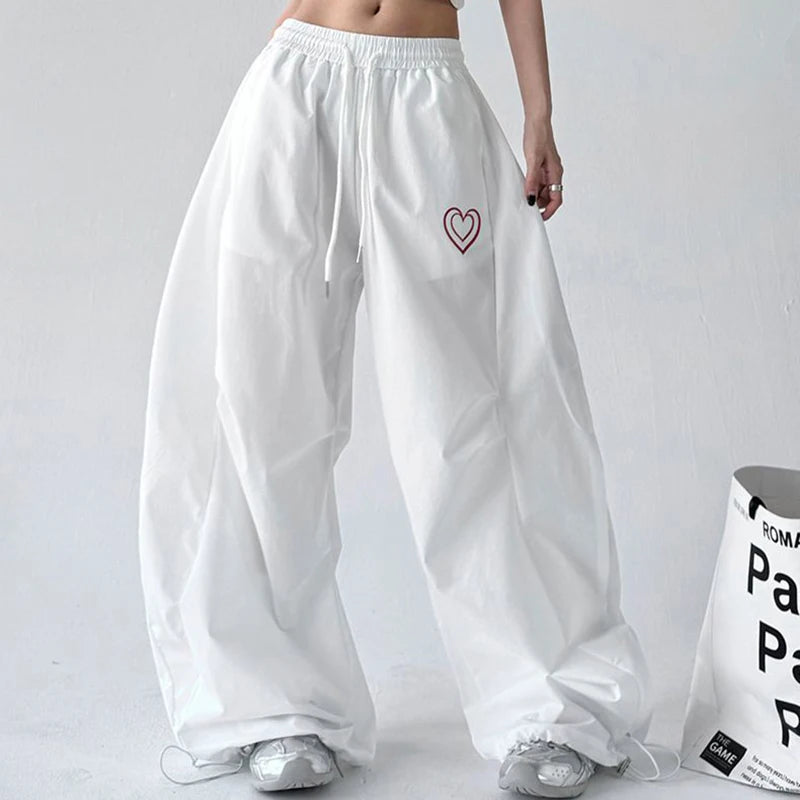 Jazz Dance Black Pants Women High Waisted Harajuku Y2K American Trousers Street Embroidered Vintage Solid Lazy Hiphop Pants