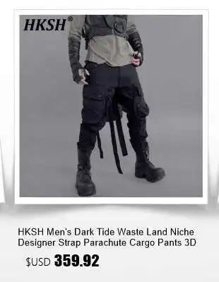 HKSH Autumn Winter Men's Tide Punk Dark Deconstruction Vintage 3D Pockets Techwear High Sense Hooded Cotton Padded Jacket HK3329